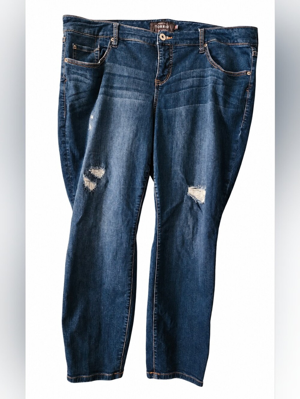 Torrid Stretch Womens Plus Size Blue Jeans Skinny Distressed Jeans 22 Short 22S